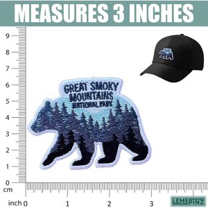 Patch brodé du Parc National des Grands Montagnes Fumées, 3 pouces, à thermocoller ou à coudre, applique de voyage - Product Image 3