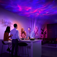Projecteur LED d'Aurore Boréale et Vagues Océaniques Étoilées, Lampe de Nuit de Table avec Haut-Parleur Musical