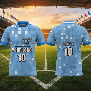 Camisetas de Cuello Redondo de Alta Calidad en Azul Cielo y Blanco para Equipos Deportivos, Cuello Redondo, para Competencia Deportiva - Product Image 2