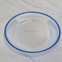 Plateau décoratif transparent en plastique Betterlove 13 pouces, style américain de luxe léger, pour mariage, hôtel, pâtisseries et collations à domicile, avec perles dorées