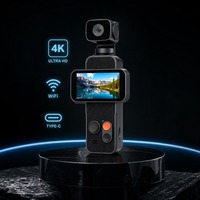 Caméra d'action de poche 4K, enregistreur vidéo DV portable, écran IPS 170x320, enregistrement en time-lapse, microphone intégré, haut-parleur, WiFi, rotatif