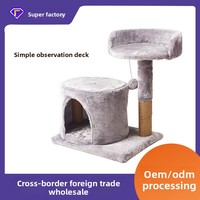 Arbre à chat compact avec niche privée, griffoir en sisal, plateforme de repos ronde et jouet interactif à bille