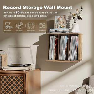 Wooden Vinyl Record Rack Solid Wood Storage <b>Box</b> For Home <b>Music</b> Collection Organize Records And CDs - Product Image 3