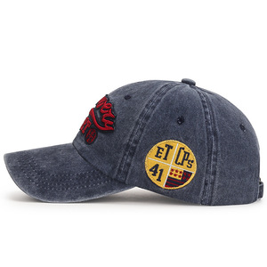 Discover 3ET Baseball Cap Navy Blue Denim Unisex Street Style Sun Hat - Product Image 2