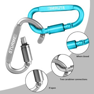 คาราไบเนอร์คลิปอะลูมิเนียมรูปตัว D พร้อมตัวล็อค แข็งแรง ทนทาน น้ำหนักเบา ชุดคาราไบเนอร์ขนาดใหญ่สำหรับตั้งแคมป์กลางแจ้ง พร้อมตัวล็อคแบบเกลียว - Product Image 6