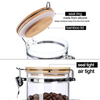 Pot de conservation alimentaire en verre borosilicate transparent avec couvercle en bambou à fermeture hermétique pour la cuisine à domicile