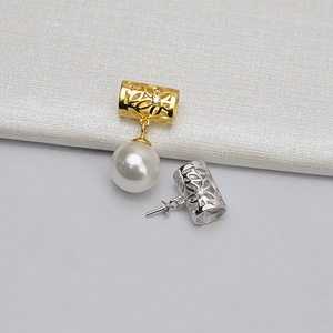 Pendentif en argent S925 Wenchi avec perle, modèle simplifié, accessoires de bijoux DIY, composants semi-finis, référence 13918 - Product Image 1
