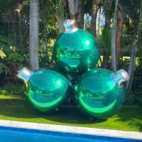 Ampoules gonflables vertes de boule de Noël intérieur extérieur suspendu boule de miroir gonflable d'or grands ballons brillants pour des décorations