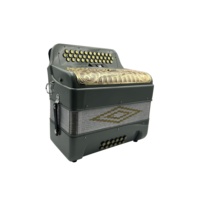 SEASOUND Accordéon Professionnel JB3412C 12 Basses 3 Registres 34 Boutons Corps Gris Ciel Grille Dorée Diatonique Portable RCA