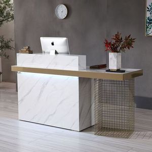Top Selling Durable Modern Custom White Metal <b>Reception</b> Desk for Beauty Salon Mall Hotel Bathroom-Spa Nail Salon <b>Counter</b> - Product Image 2