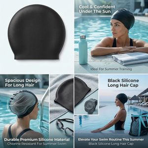 Bonnet de bain en silicone imperméable de haute qualité pour adultes et enfants, bonnet de bain personnalisé protecteur contre le soleil - Product Image 4