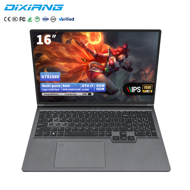 DIXIANG Factory Price OEM China Intel 16Inch 6th I7 P106 Learning Laptop DDR3 16GB RAM 128GB SSD 512GB ROM Notebook Computers