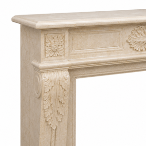 Cheminée en marbre personnalisée, moderne, sculptée à la main, luxueuse, classique, beige crème, avec manteau de cheminée en marbre et cadre de cheminée en marbre - Product Image 4