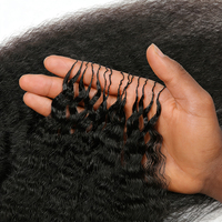 Extensions de cheveux brésiliens Remy Kinky Straight, directement de l'usine, pour tressage au crochet pré-bouclé sans nœuds, couleurs plus foncées uniquement