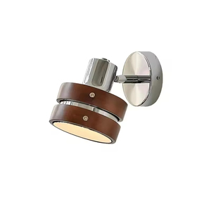 Lampe murale rotative vintage française, lampe de chevet LED en bois et métal pour la décoration intérieure de la chambre à coucher - Product Image 1