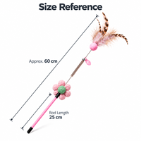 Bâton de chatonnière à ressort de 60 cm avec plume et fleur en peluche, disponible en 3 couleurs