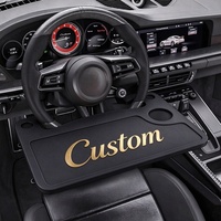 Plateau de volant de voiture portable multifonctionnel avec logo personnalisé, support pour ordinateur portable et porte-gobelet, table de repas pour voiture