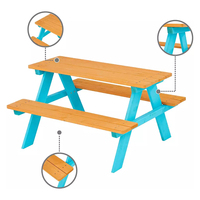 DU'S Ensemble table et chaises de pique-nique d'extérieur pour enfants en bois massif