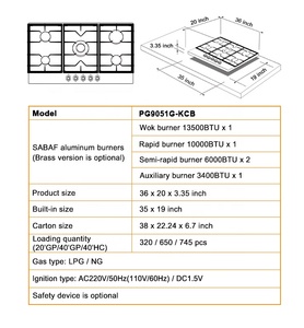 Customized Cooktop OEM Supplier Built in 36 Inch Tempered Glass Stove 5 Burner Gas - Product Image 3