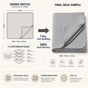 Vente en gros de langes bébé personnalisés en coton biologique et mousseline de bambou 120*120cm, couvertures en gaze pour nouveau-né, langes et couvertures d'emmaillotage pour bébé - Product Image 3