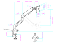 17 "-45" 15kg bras de moniteur d'écran Ultrawide ordinateur robuste réglable simple ressort à gaz support de moniteur support de bureau