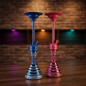 Chicha Mini Égyptienne de Luxe Farida 2025 – Laiton Massif de Haute Qualité, Finition Laquée, Verre Unique Gravé à la Main, Plateau Double Face Courbé - Product Image 3