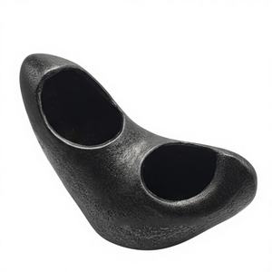 Matte Black Abstract Dual-Pocket Aluminium Planter Modern Minimalist <b>Stone</b>-Textured Indoor Pot for Wedding Home Decor - Product Image 1