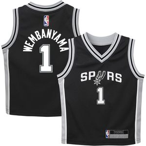 Maillot de basket-ball San Antonio Spurs pour enfants, édition Icon noire, Wembanyama 1, vêtements de basket-ball pour garçons, col en V, respirant - Product Image 1