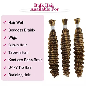 Chloe 100% cabello humano Ombre trenzado cutícula alineada virgen cabello humano trenzado a granel sin trama onda profunda cabello a granel - Product Image 5