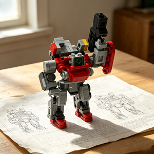 Outpost Garrison STEM <b>Learning</b> Assembly Bricks Kit <b>Tower</b> Defender Unit‑5 Robot Mecha DIY Building Blocks Creative Model Toy - Product Image 4