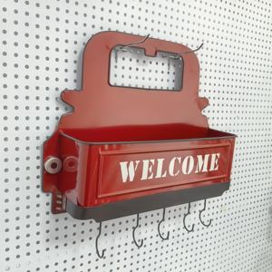 ديكور جداري للمطبخ الريفي وتخزين منزلي، شاحنة معدنية حمراء للتخزين مثبتة على الحائط - Product Image 5