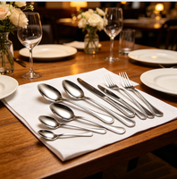 Vente en gros d'usine : Ensemble de couverts classiques en acier inoxydable écologiques, poli miroir, pour hôtels, restaurants, mariages, personnalisable