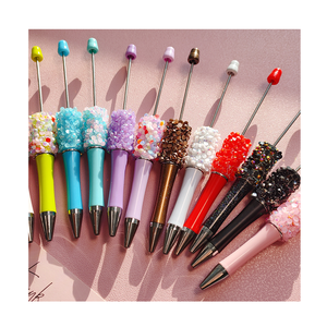 Nouveau style B7001 – Stylo à bille en plastique DIY avec perles, breloques, paillettes <span class=keywords><strong>color</strong></span>ées et strass – Jouet fantaisie pour la création de bijoux - Product Image 1