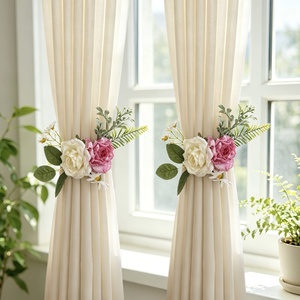 Supporti <span class=keywords><strong>per</strong></span> <span class=keywords><strong>tende</strong></span> a forma di rosa romantica con pianta artificiale, fasce elastiche decorative <span class=keywords><strong>per</strong></span> <span class=keywords><strong>tende</strong></span> da soggiorno - Product Image 1