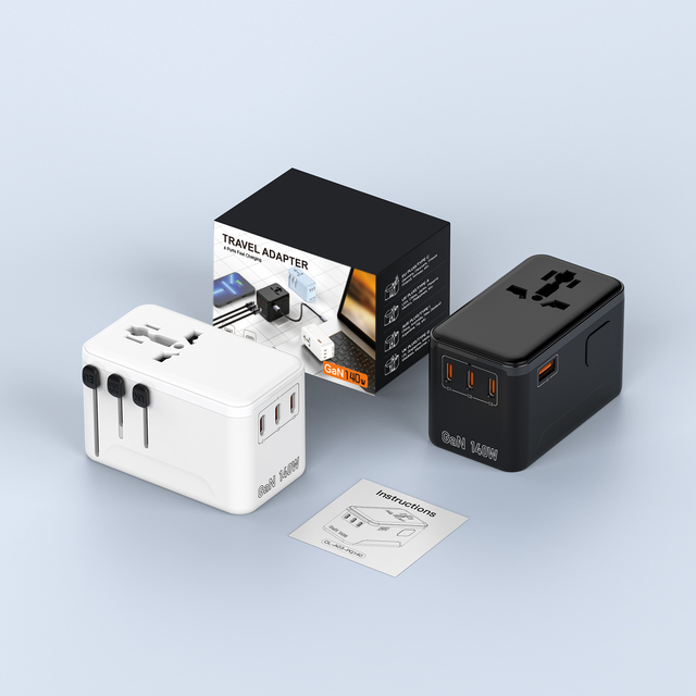 140W GaN PD QC3.0 Universal Travel Adapter 3 Type-C 1 USB Super Mini Fast Charger Multi-Port for Laptop Camera & Earphone