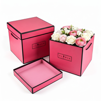 Boîte cadeau carrée de luxe personnalisée, boîte à fleurs avec couvercle, poignée en corde, boîte d'emballage en papier rigide pour mariage, arrangement floral