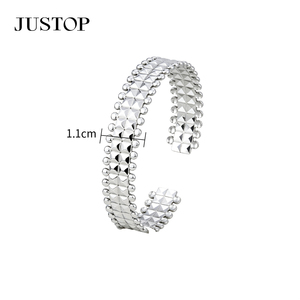JUSTOP Stainless steel Cuff <b>Bracelet</b> Pyramid Pattern Punk Style Unisex Alloy Bangle 1.1cm Width - Product Image 1