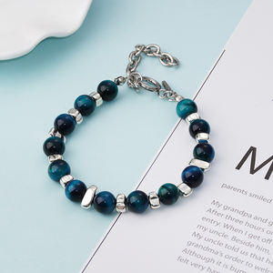 Occhio di <span class=keywords><strong>tigre</strong></span> blu naturale e irregolarità braccialetto in pietra ematite bracciale braccialetti gioielli per uomini e donne S622 - Product Image 4