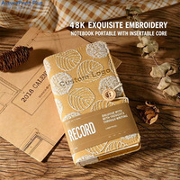 Cuaderno Organizador de Bolsillo Personalizado A4 A5 A6 B5, Estilo Vintage, Tapa Dura Bordada, Recargable, Retro, para Mujeres, Regalo, Diario