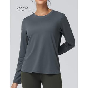 Camiseta Deportiva de Manga Larga para Mujer, Cuello Redondo, Tejido de Secado Rápido, UPF 50+, Ligera, para Correr, Color Sólido, Corte Holgado - Product Image 5