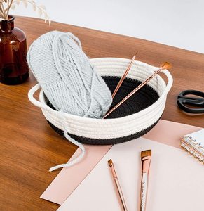 Bijoux en corde de coton 100% naturel, cordon à distance, pour bureau, décoration de maison, peu profondes, paniers ronds tissés, de petite taille - Product Image 3