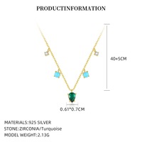 Collier et bague ouverte élégants en argent sterling S925 plaqué or 18 carats avec pendentif œil porte-bonheur en zircon pour femme - Vente en gros
