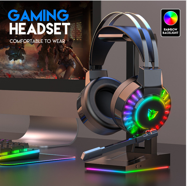 Gaming Headset for PC, Ps4/5, Xbox Headset with 7.1 Surround Sound Gaming Headphones with Mic, LED Light Over Ear Headphones