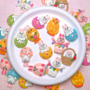 Oeuf <span class=keywords><strong>de</strong></span> Pâques panier lapin <span class=keywords><strong>poussin</strong></span> figurines jouets Flatback résine Cabochons Collection ensemble pour fée jardin fête <span class=keywords><strong>de</strong></span> Pâques décoration - Product Image 1