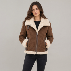 Chaqueta Bomber para Mujer con Forro de Sherpa, Cierre de Cremallera y Cuello Camisero - Product Image 1