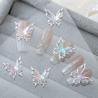 Accessoires pour ongles en alliage Papillon Coloré Paso Sico, Strass Scintillants Double Couche 3D Creux, Décoration d'Ongles Luxe Léger