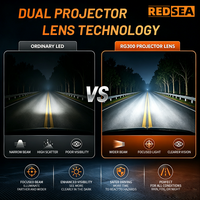 REDSEA RG300 110W LED Grille Light Spot Projector Lens 6000K Dual Cooling Fan L-H Bracket Aluminum IP68 Proyector Parrilla Auto