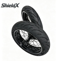 Jeu de roues Supermoto ShieldX de qualité supérieure, 17 pouces, en alliage d'aluminium noir, pour pneu S1 avec pignon pour Ultra Bee
