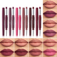 Crayon à lèvres mat double embout, naturel, longue tenue, non décolorant, rose, pour maquillage des lèvres