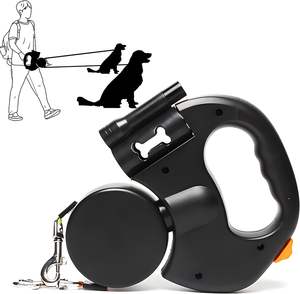 Correa retráctil doble para perros 3 en 1 con luz LED Sin enredos Tecnología 360 Frenado independiente Cada perro hasta 50 libras Cada perro - Product Image 1